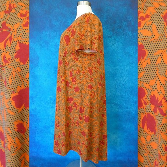 LulaRoe Orange Red Floral Hi Lo Dress 3XL - Picture 4 of 8
